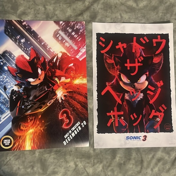 Sonic 3: THREE Shadow Movie poster 2024 Keanu Reeves. 12 x 18 - Picture 3 of 13